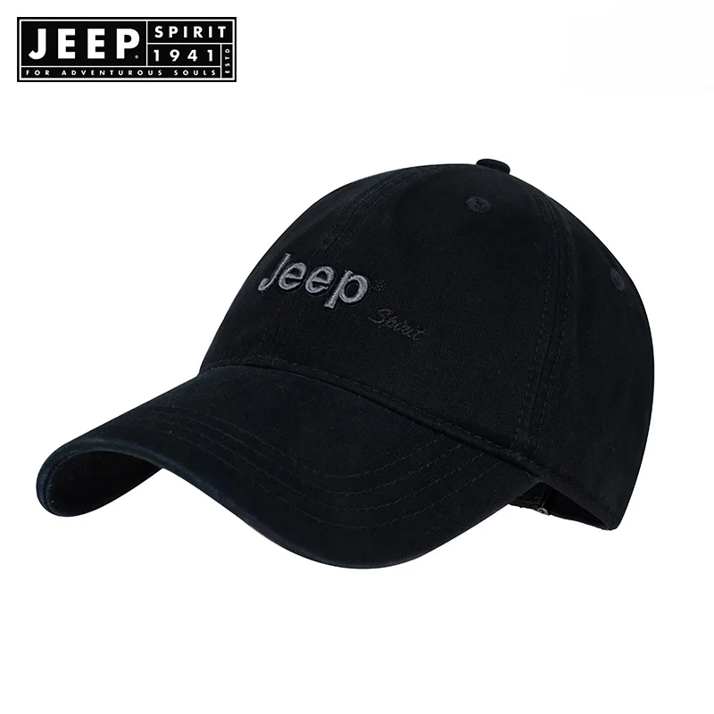 

JEEP SPIRIT Brand Hot Retro Washed Baseball Fitted Cap Snapback Hat For Men Bone Women Gorras Casual Casquette Letter Black Cap