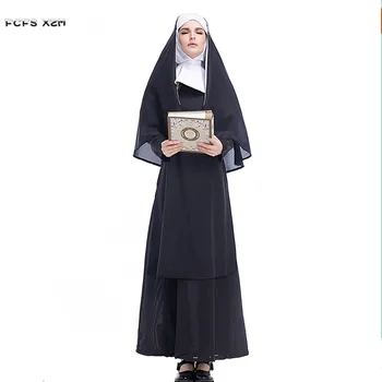 

Female Christian Maria Nuns Cosplays Halloween Religieuse Costumes for woman Sister Role play cloth Carnival parade Party dress