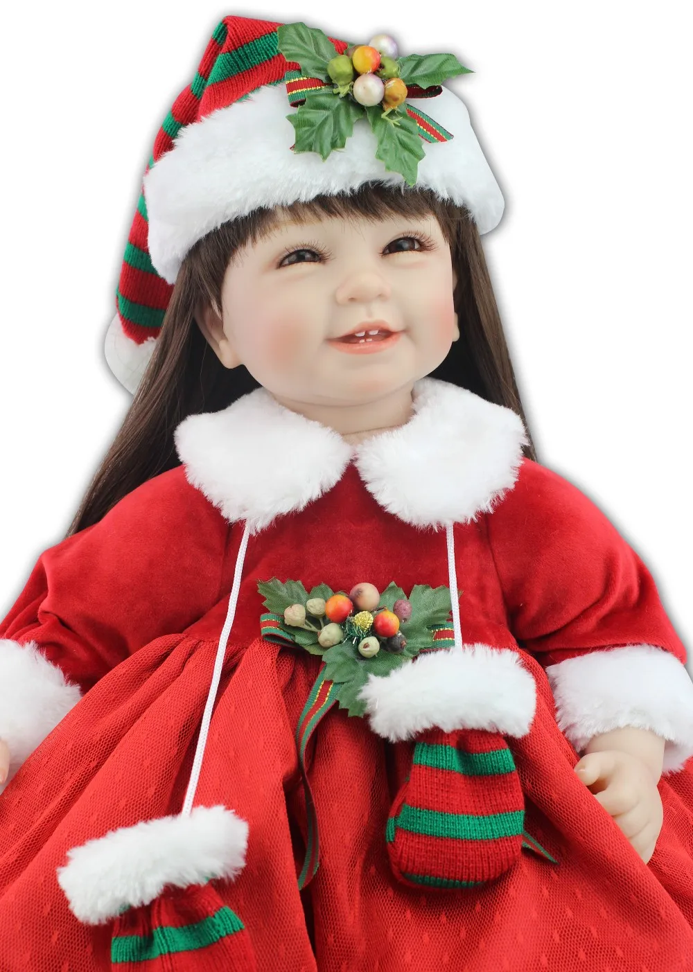 NPK Реалистичная кукла-реборн младенец игрушка с рождественской шляпой и красной юбкой Мода Кукла подарок для девочки дизайн горячая распродажа