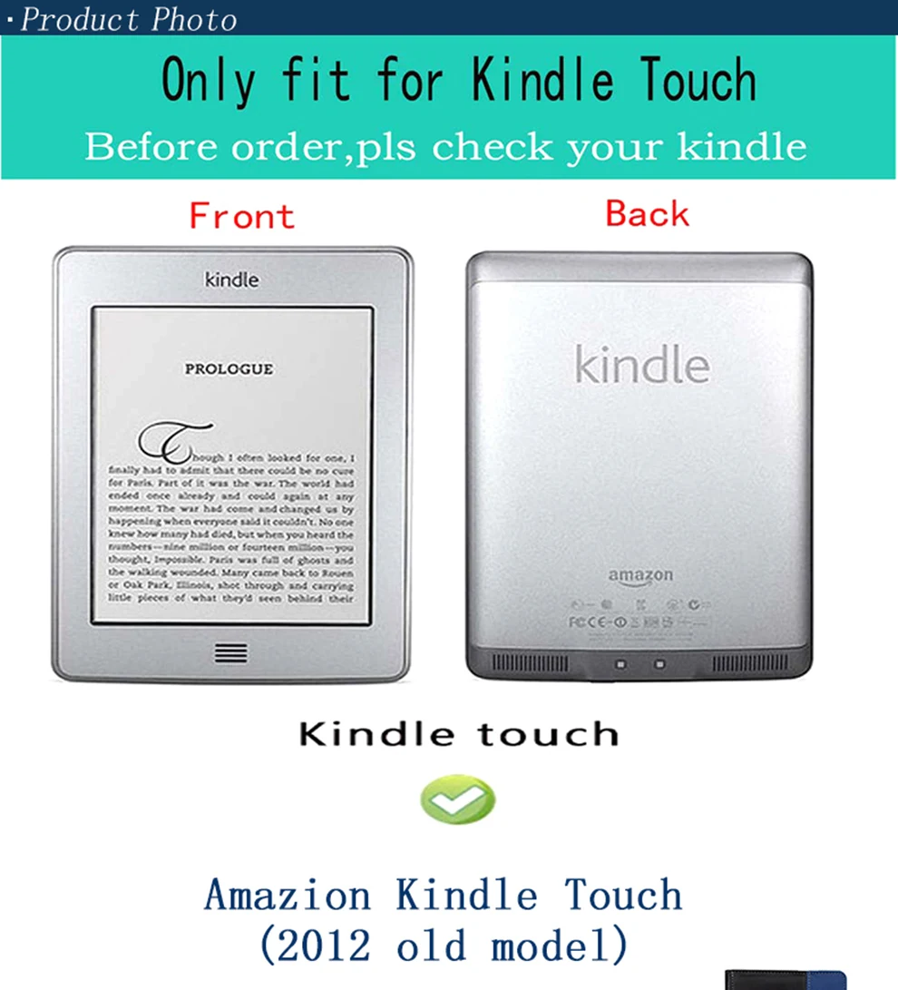 Флип-чехол из искусственной кожи для kindle Touch(2012 старая модель) также для kindle модель D01200 чехол twocolor лоскутный чехол