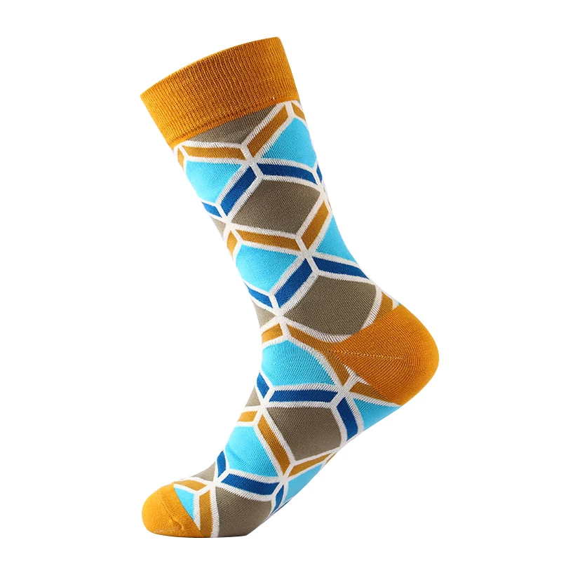 Moda Socmark, модные мужские носки, водоросли, океан, геометрические, Зебра, фламинго, Полосатые стильные счастливые носки, уличная одежда, забавные носки - Цвет: 50015