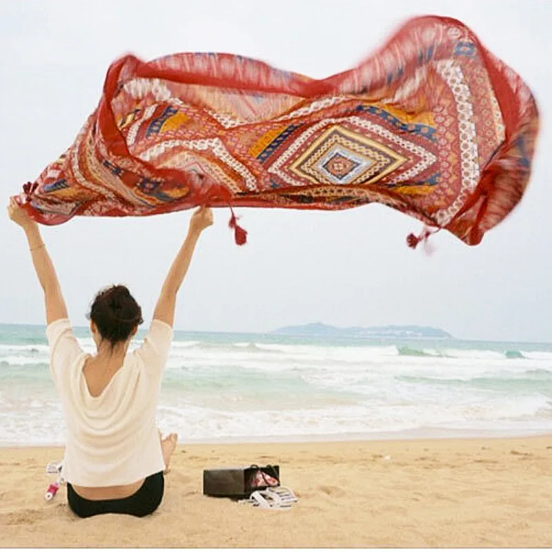 Индийский хиппи шаль пляжные шарфы льняные Теплые Ретро Geo богемные шали шарфы