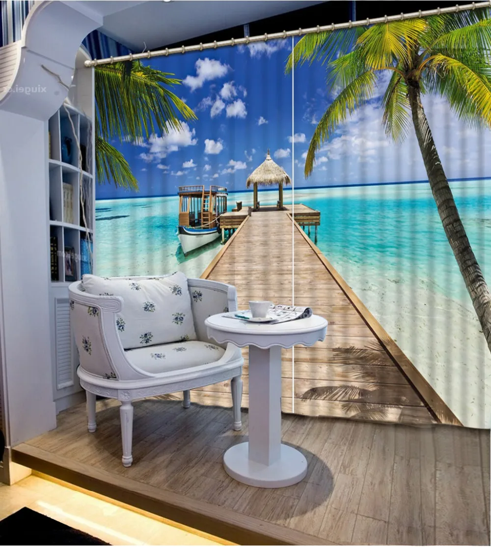 Индивидуальные 3d шторы кокосовые с морским принтом для детской комнаты