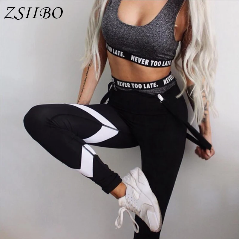 

ZSIIBO Womens Sporting Leggings Black Print Workout Women Fitness Legging Pants Slim Jeggings Wicking Force Exercise Clothes