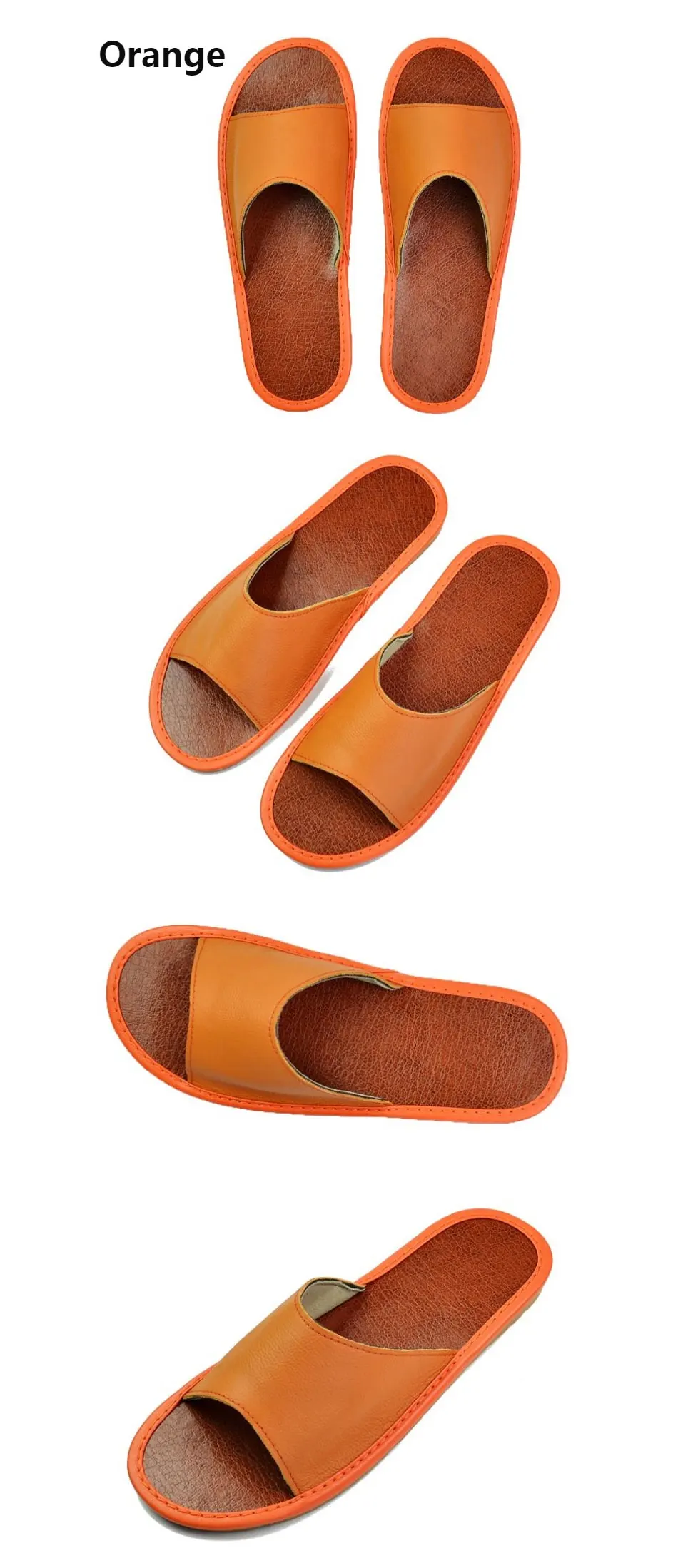 Genuine Cow Leather slippers couple indoor non-slip men women home fashion casual single shoes PVC soft soles spring summer 515