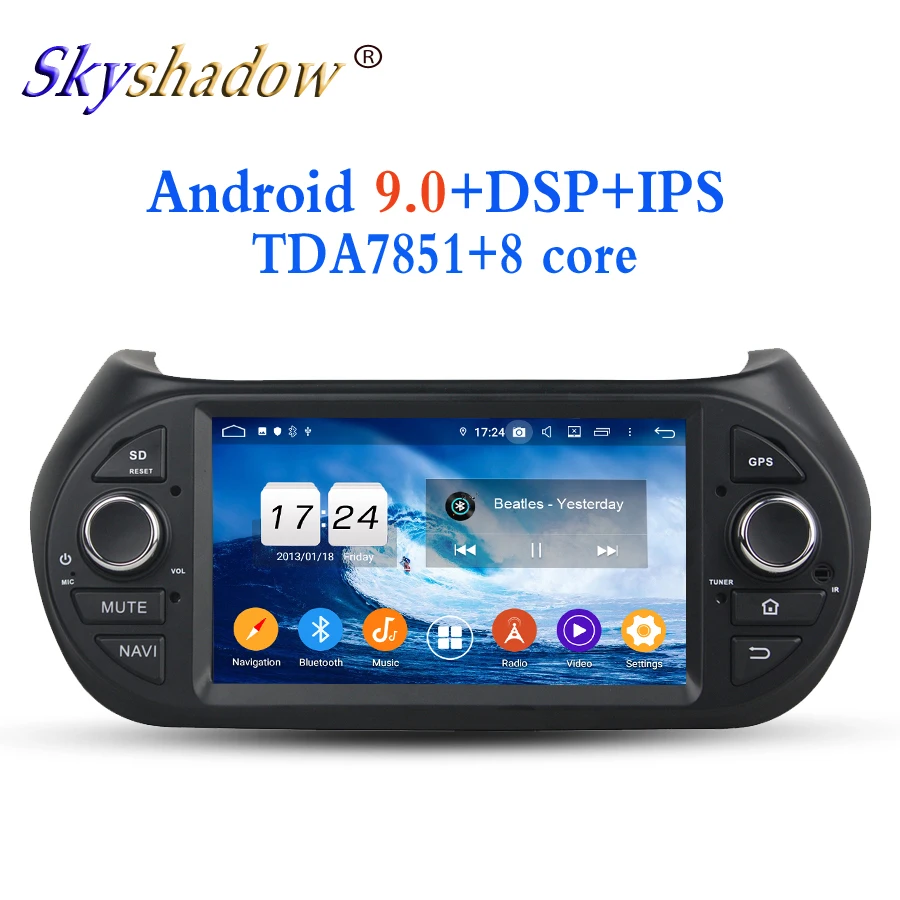 TDA7851 Android 9,0 для Fiat Fiorino Citroen Nemo peugeot Bipper 2008- 8 ядерный 4 г+ 32 г автомобильный dvd-плеер gps глонас радио wifi BT