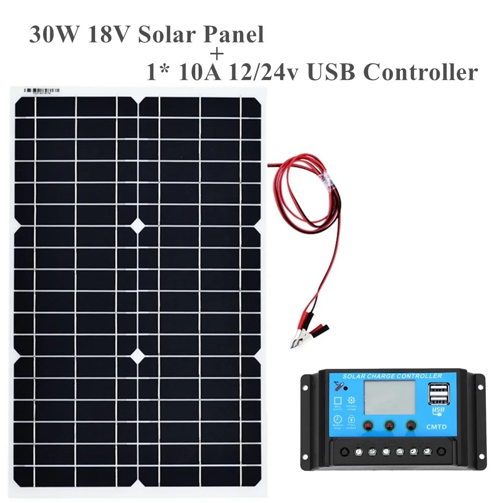 18 в 30 Вт Гибкий монокристаллический контроллер солнечной панели 12 В/24 В батареи для автомобилей/грузовиков/мотоциклов/лодок/RV/кемпинга/пеших прогулок водонепроницаемый