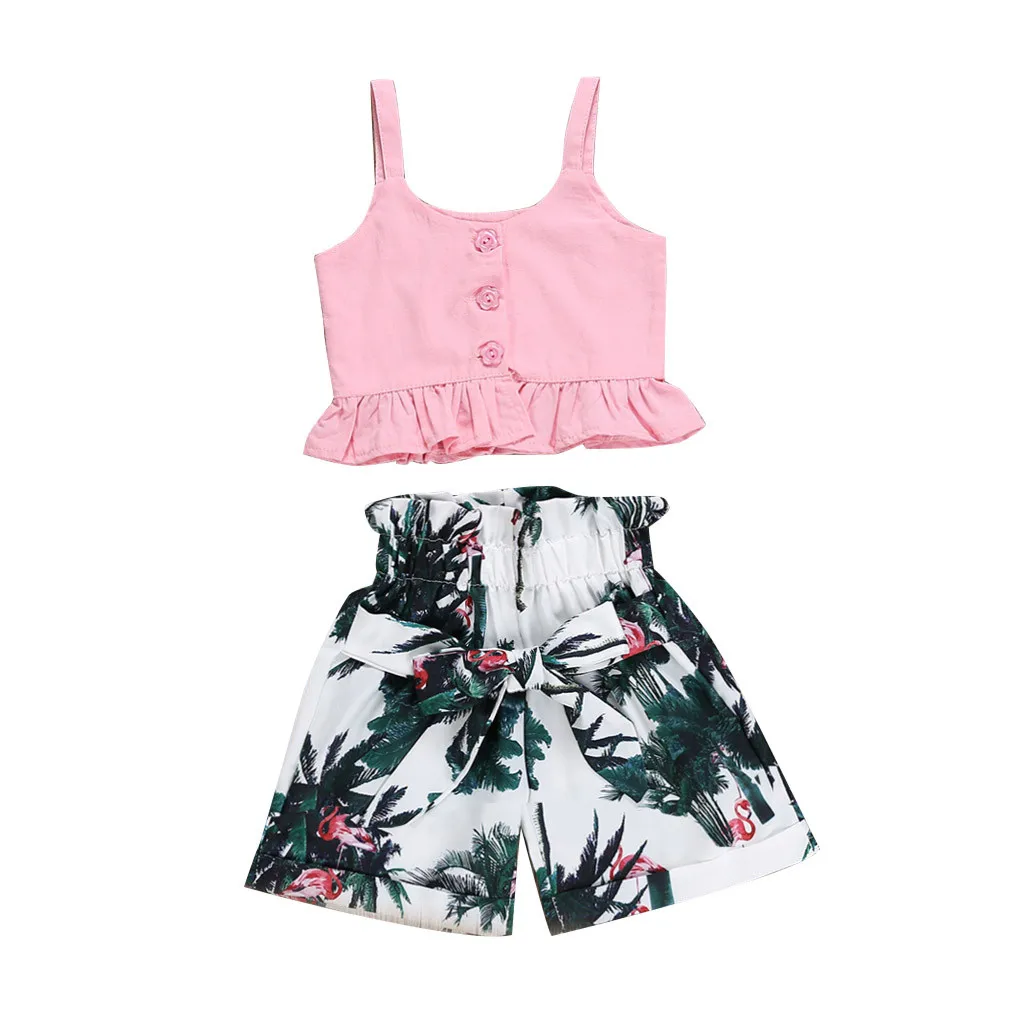

2019 ARLONEET NEWEST lovely baby girls Toddler Baby Girl Kids Clothes T shirt Tops Casual Floral Shorts Pants Set Z0213