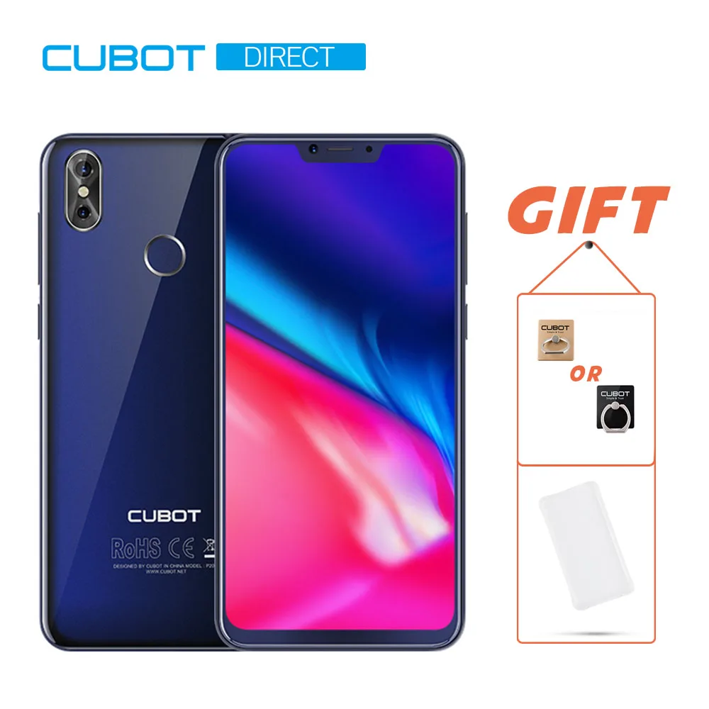 Cubot P20 задняя двойная камера 20MP + 2.0MP 19:9 мАч 6,18 4000 "1080*2246 FHD + Notch screen ГБ + 64 ГБ Android 8,0 MT6750T Octa-Core 4 GLTE