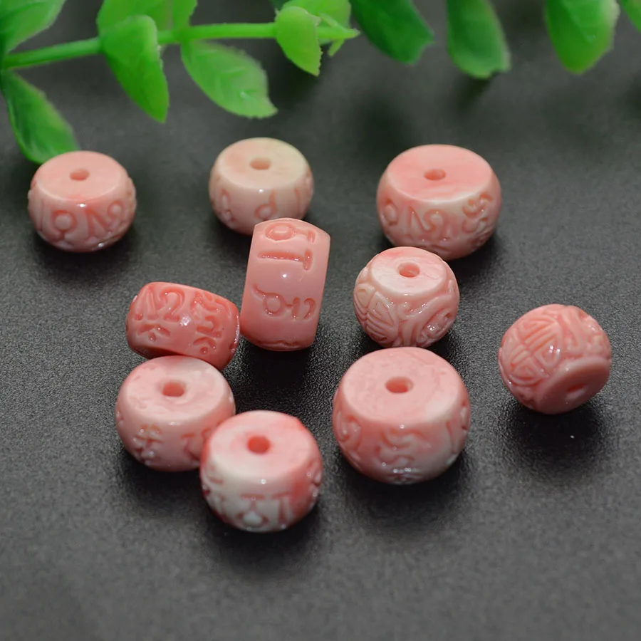 

Six Words Resin Caring Om Mani Padme Hum Pink Drum Shape Loose Beads Fashion Buddhism Prayer Jewelry Making Findings 20pcs/lot