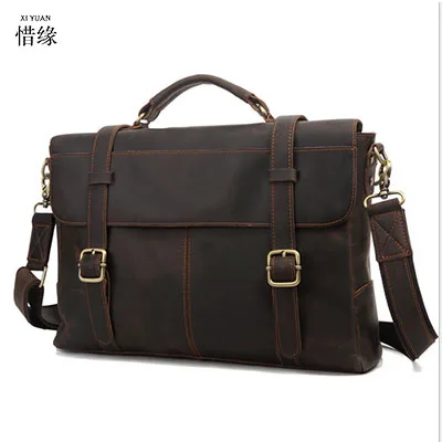

XI YUAN 2017 Genuine Leather Bags Men High Quality Messenger Bags Small Travel Dark Brown Crossbody Shoulder Bag For Men gifts