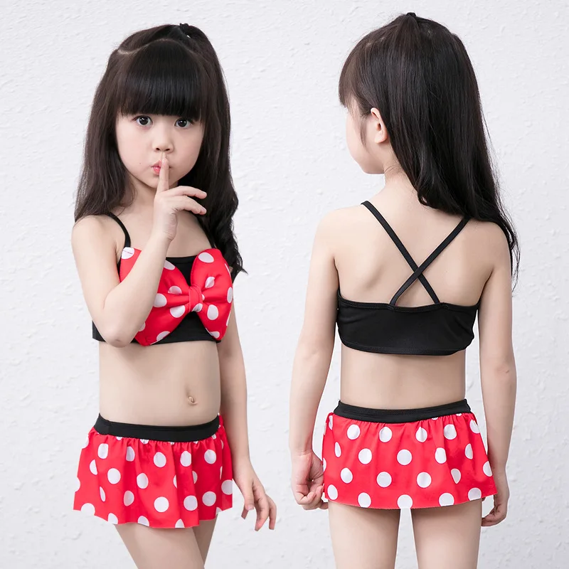 Baby girls swimwear two pieces sets summer swim toddler bathing suit dot girls swimwear princess bikini infant swimwear 3-5Y