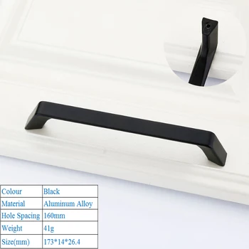 High Grade Black Door Handles Kitchen Cabinet Door Handles Modern Decorative Furniture Knobs Push Pull Handles Accessories