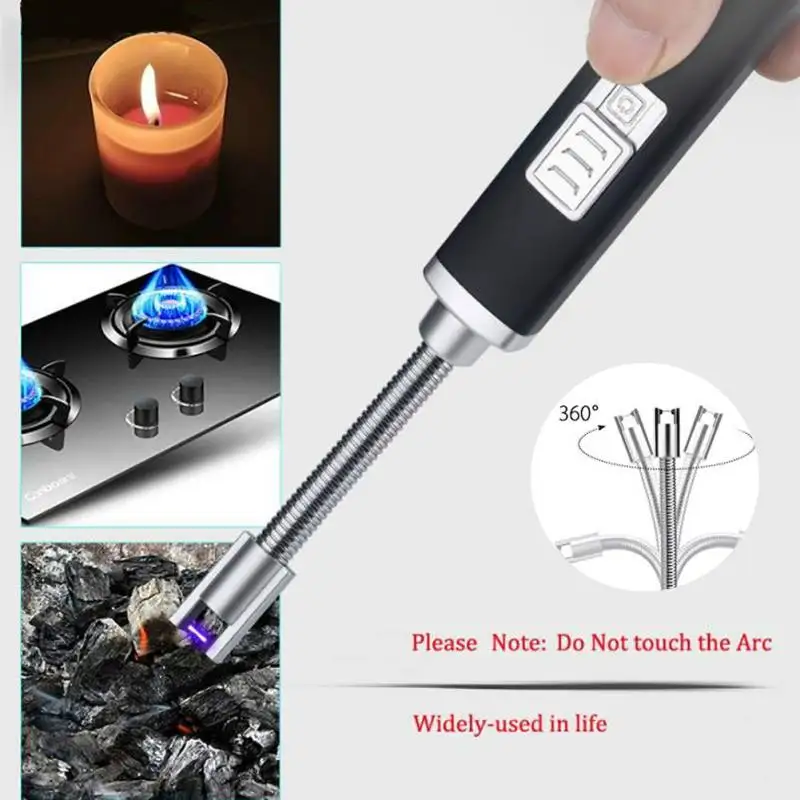 

360 Degree Flexible Candle Lighters for Grill BBQ Camping Kitchen USB Charged Lighters Outdoor Windproof BBQ Lighters