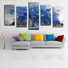 Картины домашний Декор Гостиная Живопись стены 5 панель красивые синие деревья HD Печатный современный холст искусство модульный плакат рамки