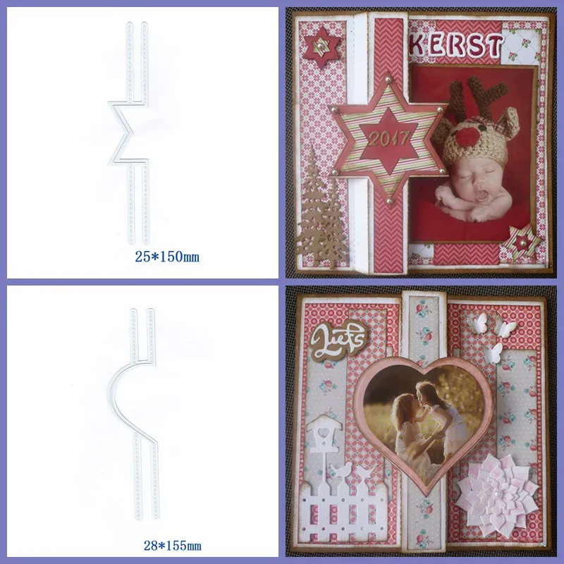 

Half Star and Heart Shaped Strips Metal Cutting Dies Stencils For DIY Scrapbooking DIY Paper Cards Craft Making Decoration New