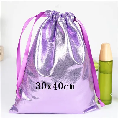 Big Size Soft PU Leather Sequin Pink Drawstring Pouch Bag /Wedding candy packing Drawstring Pouch - Цвет: Серый