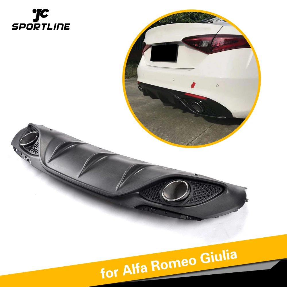 Zwart Pp Auto Achterbumper Lip Diffuser Spoiler Met Uitlaat Tips Voor Alfa Romeo Giulia Sedan 4 Deur 2016 2017 standaard Zwart Pp Auto Achterbumper Lip Diffuser Spoiler Met Uitlaat Tips Voor Alfa Romeo Giulia Sedan 4 Deur 2016 2017 standaard
