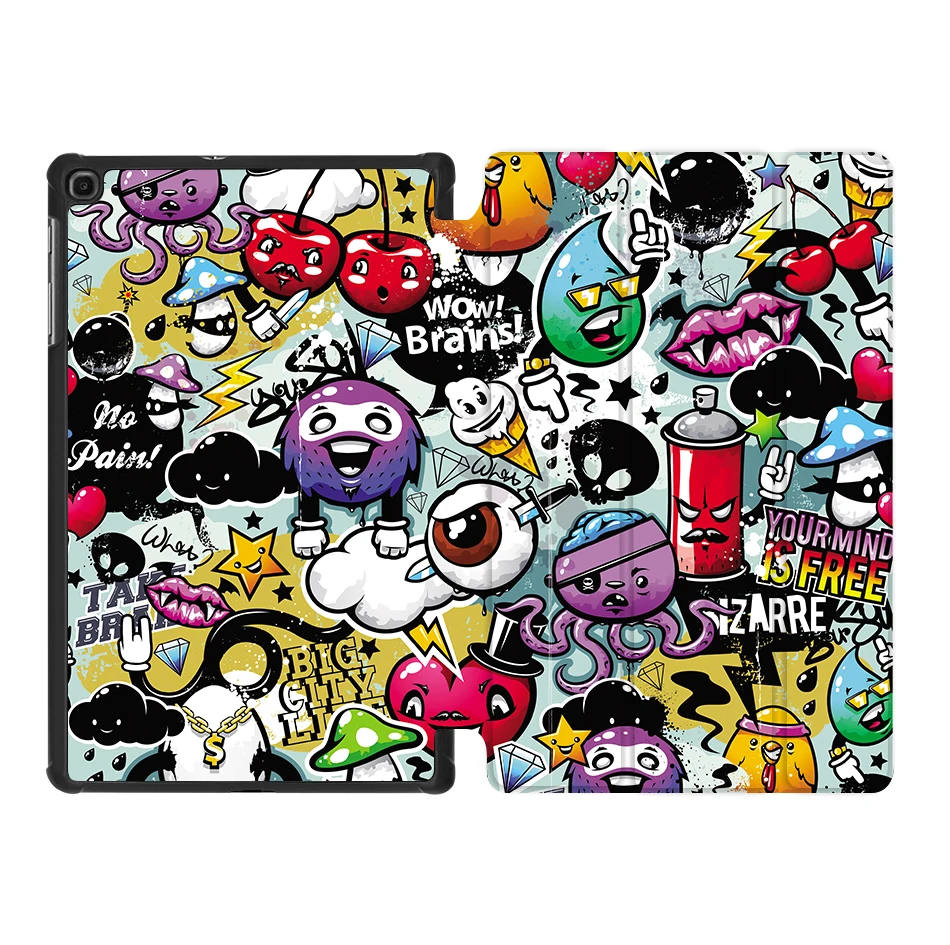 MTT Graffiti Case For Samsung Galaxy Tab A 10.1 inch SM-T510 T515 Slim PU Leather Flip Fold Stand Tablet Cover coque - Color: SS09
