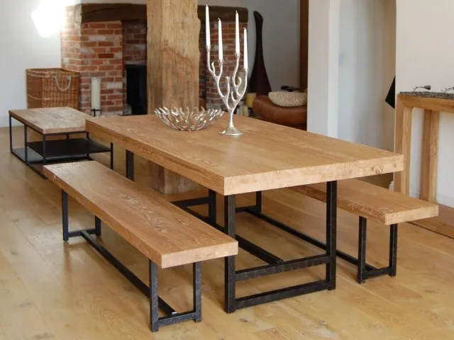 Loft Vintage Pine Dining Table And Chairs Courtyard Simple Wooden Loft Vintage Pine Dining Table And Chairs Courtyard Simple Wooden Furniture Wrought Iron Wood Residential Dinette In Tables From
