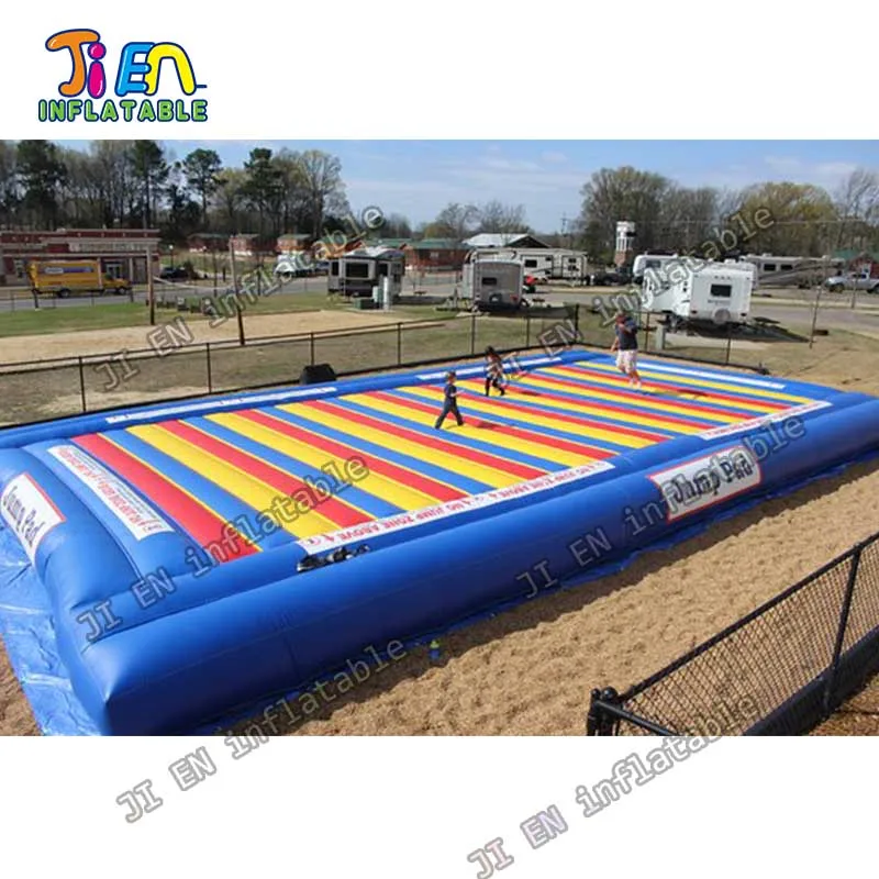

free door shipping giant inflatable jump mattress, colorful air jump pad, Rainbow inflatable jump pad, kids bouncy jump flooring