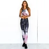 Yoga Sets Woman Sportswear  Workout Sets Gym Clothes Women Smoke Printed Fitness Jumpsuit Crop Tank Top Leggings Running,ZF169 1