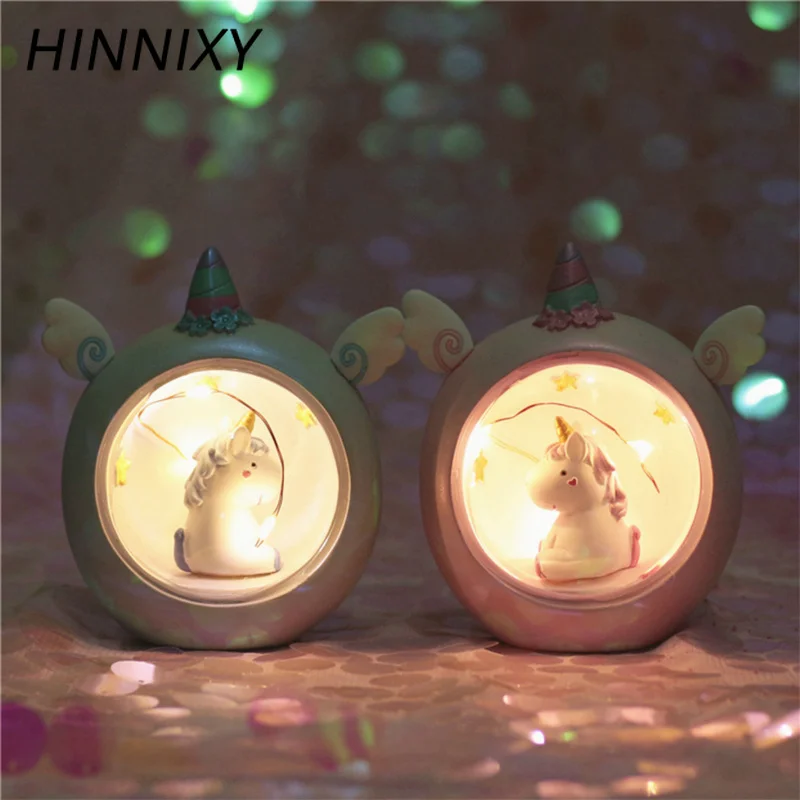 Hinnixy Единорог светодиодный ночник Розовый Синий Милая лампа для детей девочек