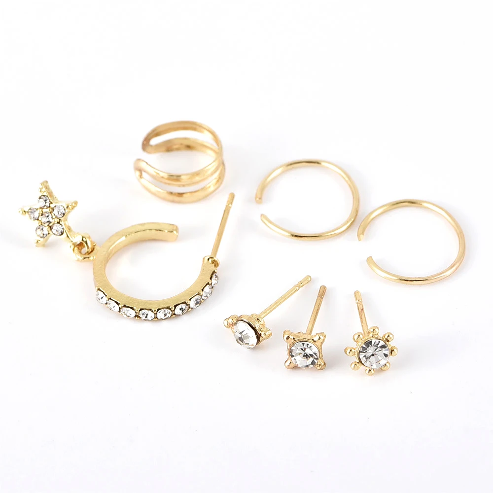 Модные богемные Винтажные серьги с золотыми звездами и кристаллами, геометрические серьги для женщин, Висячие серьги-капли, современные ювелирные изделия