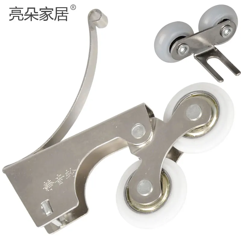 

stainless steel mute wardrobe sliding pulley kit door pulley titanium alloy light rail sliding door sliding door double wheel