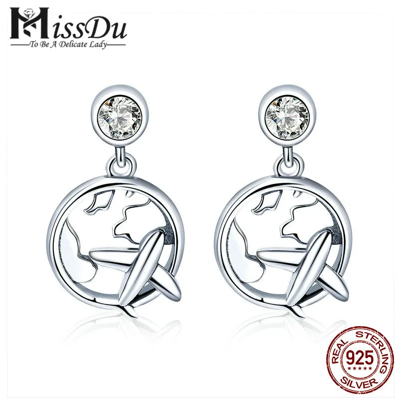 

Genuine 925 Sterling Silver Travel Plane Traveling Dream Stud Earrings For Women Fashion Sterling Silver Jewelry SCE427