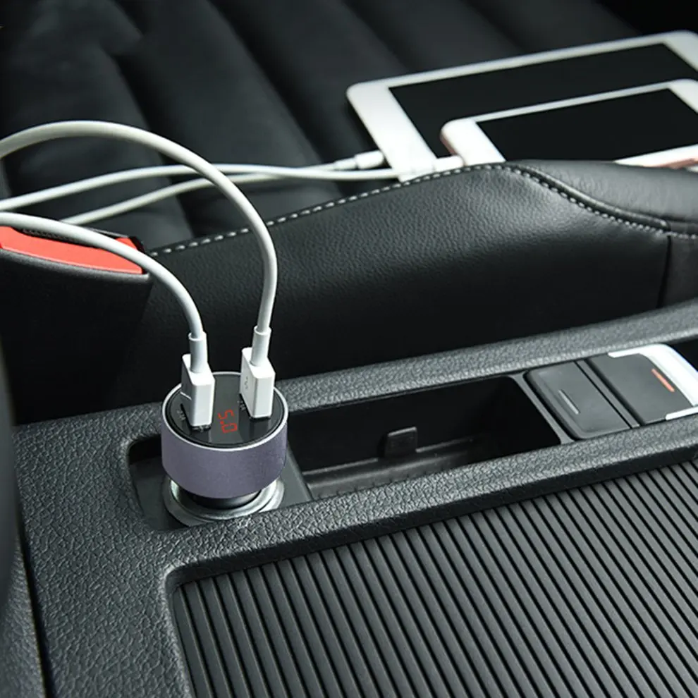 

12-24V Max 3.1A Dual USB Ports Car Charger LCD Digital Display