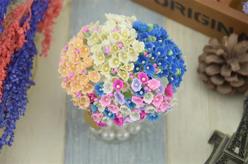 8 шт/40 головок 1 см мини-бумага розы цветы свадебное оформление букета бумага цветок для DIY Бумага в форме цветков для скрапбукинга дешевые Флорес