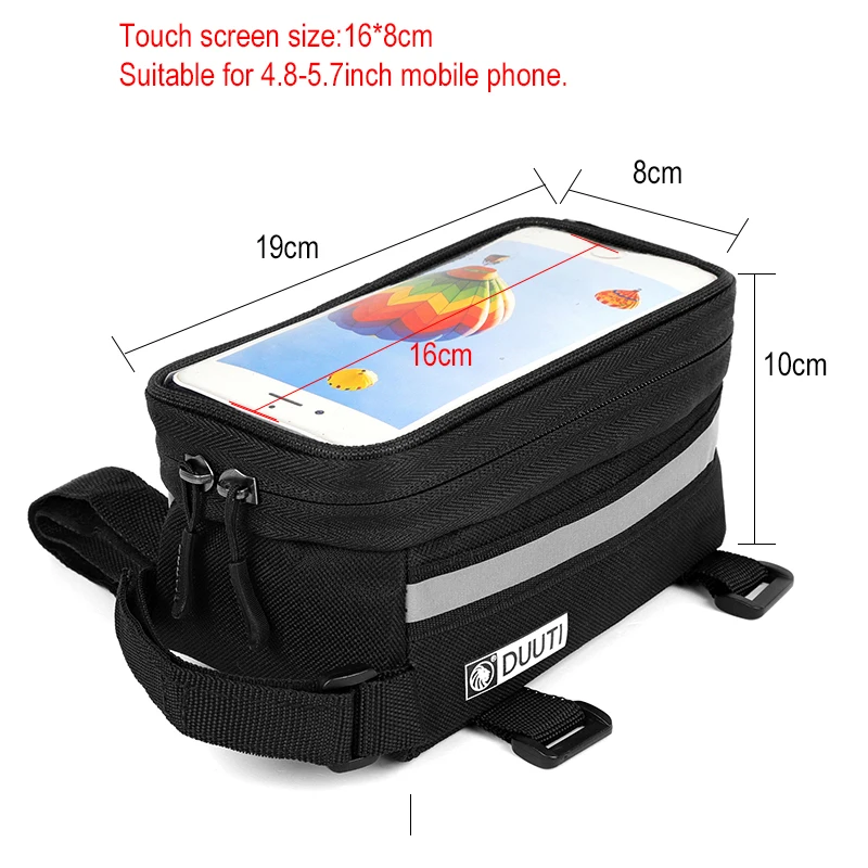 Велосипедная экранная сумка для сенсорных экранов, 4,8-5,7 дюймов мобильный телефон MTB дорожный велосипед Передняя сумка, водонепроницаемые велосипедные сумки для велосипедных аксессуаров