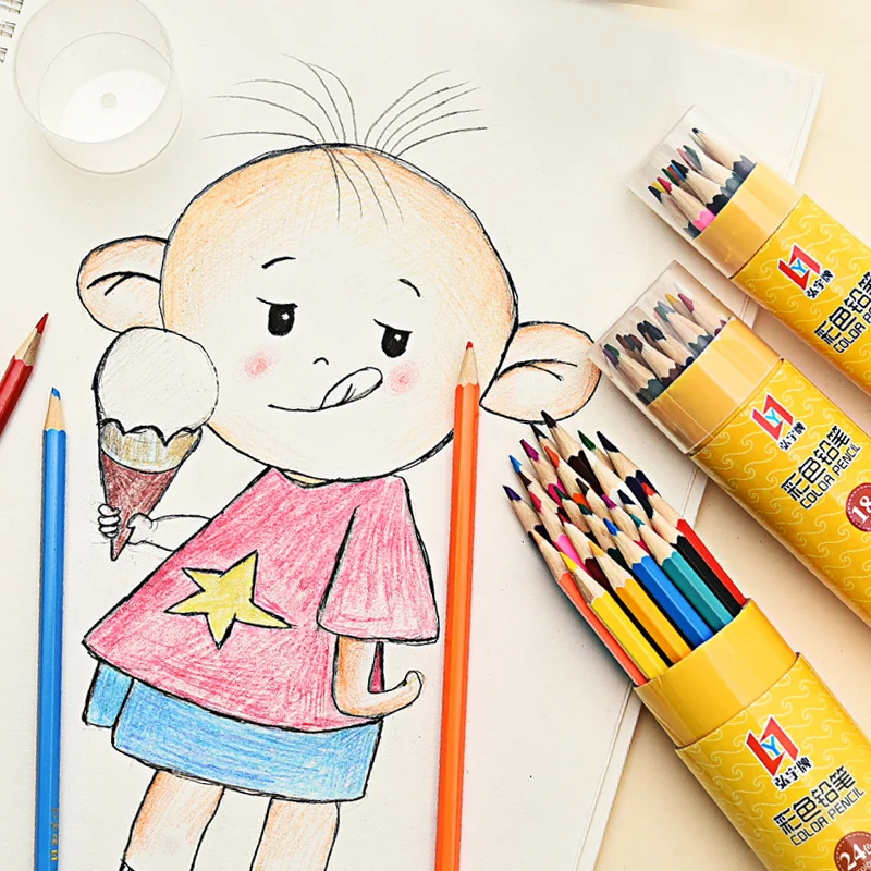 

12/18/24/36PCS/Set Color Pencil Professional Color Lead Hand-painted Pencil Barrel Children Colors Student Stationery Wholesale