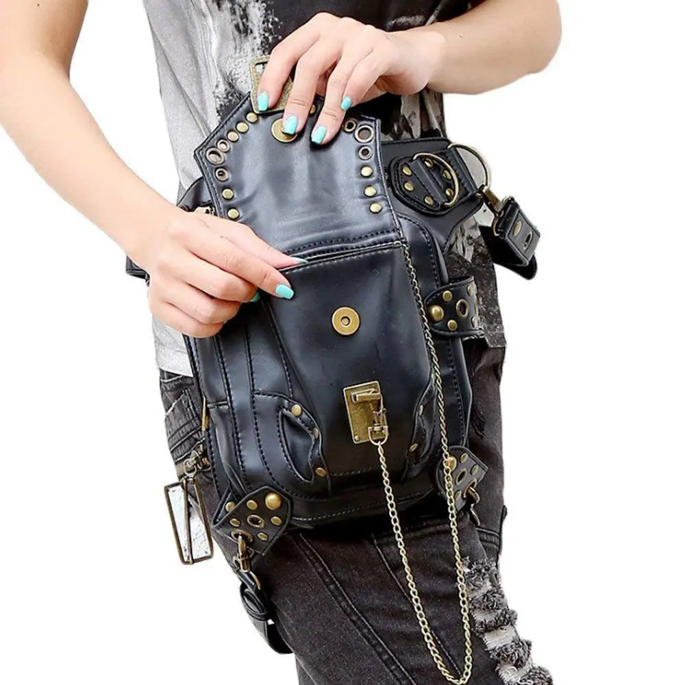 Steampunk Retro Motorcycle Bag Lady Bag Retro Rock Gothic Goth Shoulder Waist Bags Packs