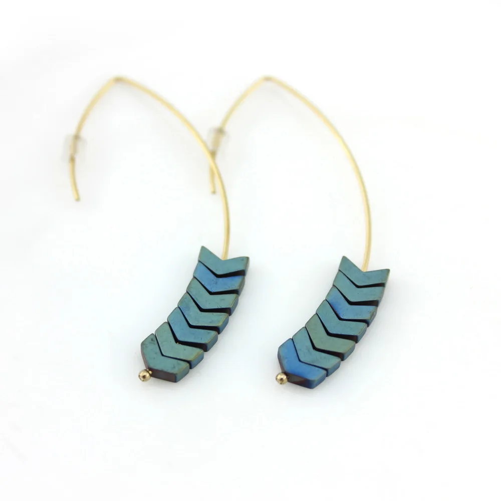 

2019 Hot Sale Natural Stone Simple Zinc Alloy Geometric Arrow Earings Vintage Fashion Jewelry Bohemian Earrings For Women Party