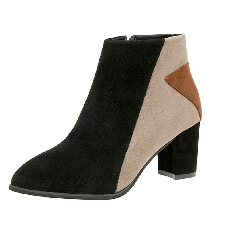 

New Womens Shoes Booties Riding Boots Woman Ankle Flock High Heels Party Wedding Luxury Zapatos De Mujer Fashion Best Sellers