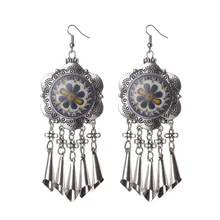 Antique Silver Tassel Pendant Dangle Earring Flower Love Long Pendant 4 Styles to Choose Earring for Women Gift Jewely E142