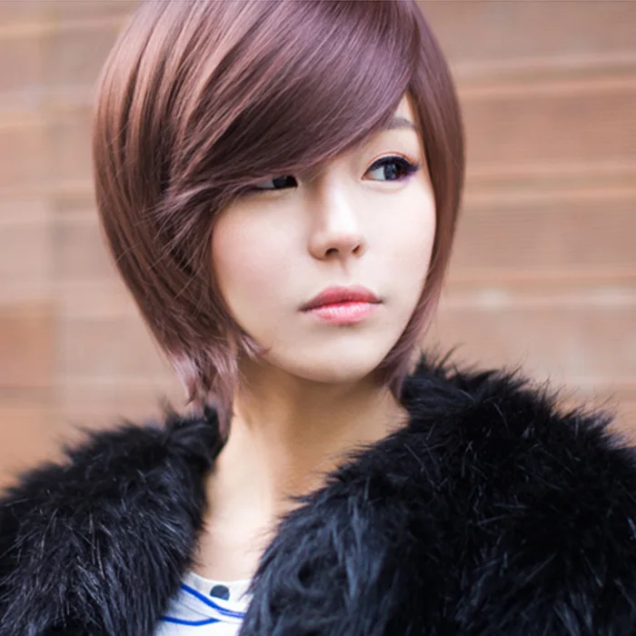 Bobo Wig Oblique Bangs Short Hair Handsome Head Temperament Korean