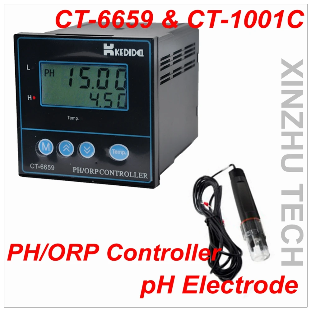 CT-6659-Type Industrial PH Meter PH/ORP Controller Value Detector AC 220V Measuring Range 0-14PH With Electrode CT-1001C | Инструменты