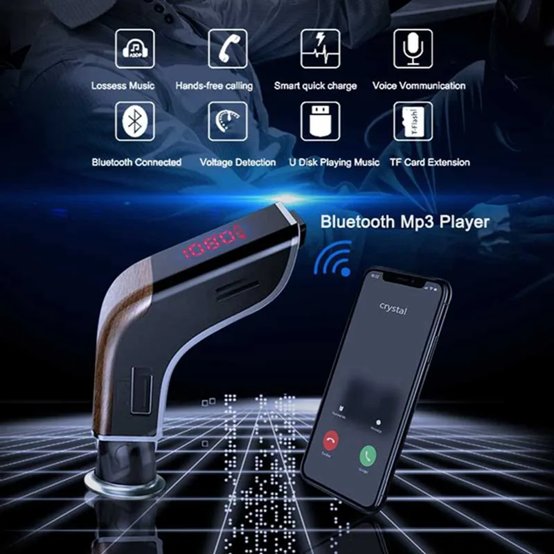 VicTsing Car Bluetooth Mp3 Player FM Transmitter Red Screen Mp3 Music Player USB Car Charger 5V 3.1A 1A Bluetooth Mp3 Player Kit (2)