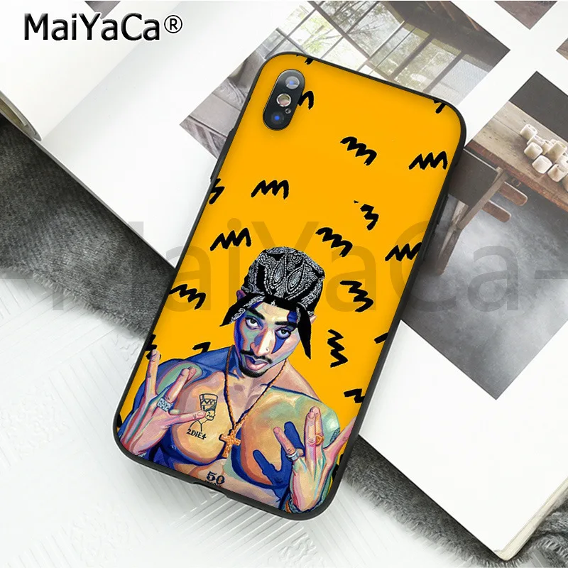 MaiYaCa High Quality Classic Phone Accessories 2Pac Tupac Shakur for Apple iPhone 8 7 6 6S Plus X XS MAX 5 5S SE XR Cellphones