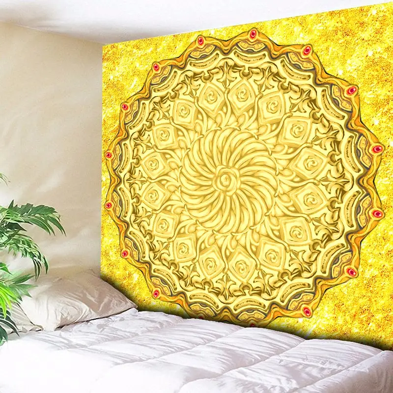 

Golden Indian Tribe Mandala Tapestry Home Decor Wall Hanging Beach Throw Blanket Rectangle Boho Bedspread Cloth 200x150cm 3 Size