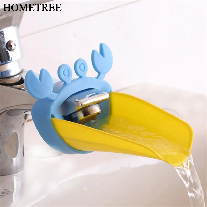 

HOMETREE New High Quality Silicone Cute Bathroom Sink Faucet Chute Extender Crab Children Kids Washing Hands 4 colors H767