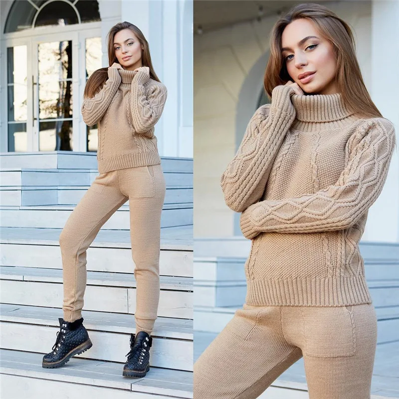 

2018 New Arrival None Full England Style Pullover Turn-down Collar Regular Elastic Waist Regular Solid Full Length Women's Sets