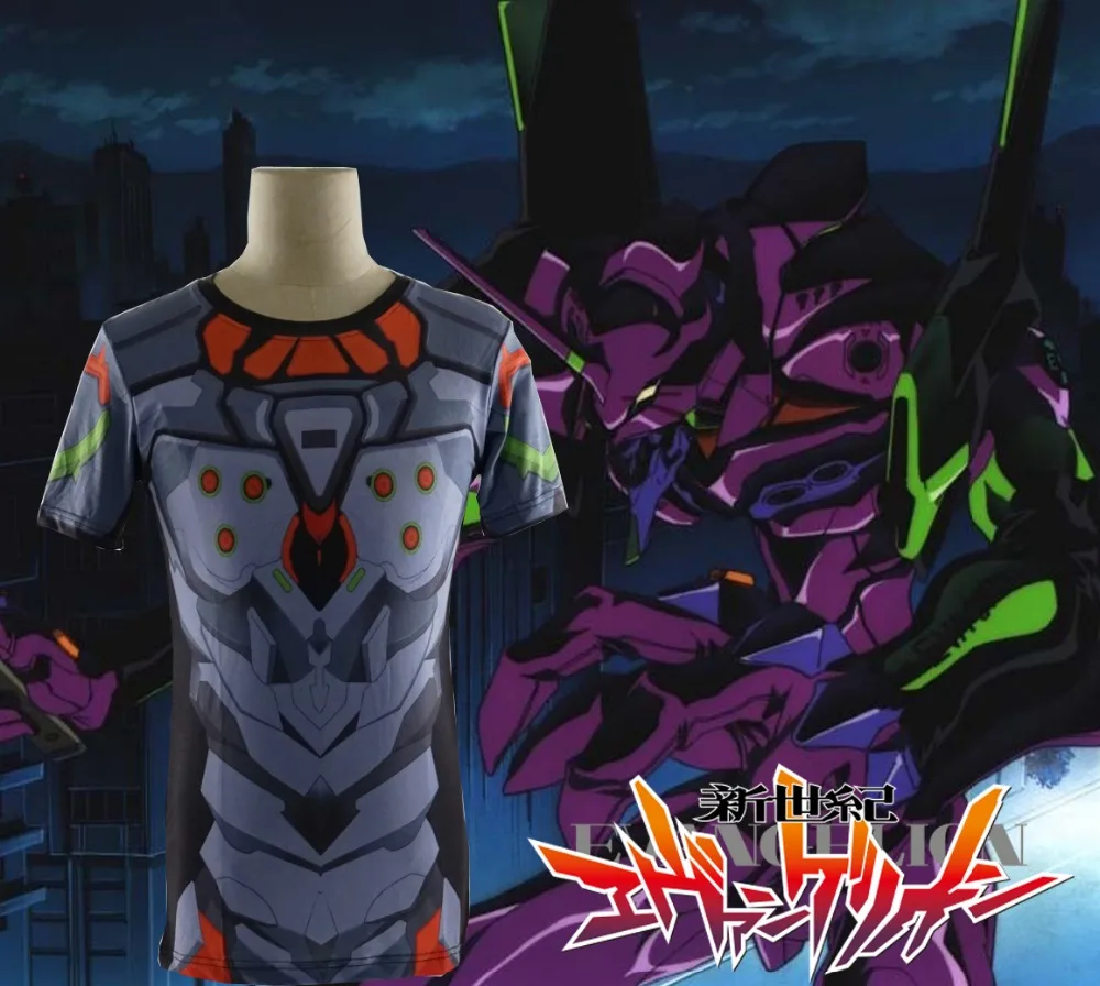

Free Shipping Neon Genesis Evangelion EVA-01 Test Type 3D Summer T-shirt Anime Cosplay Costume