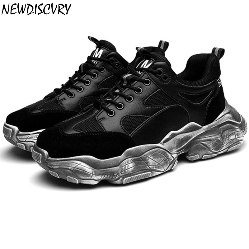 

NEWDISCVRY Mesh Breathable Men Chunky Sneakers 2019 Fashion Mens Platform Trainers Man Casual Shoes Footwear White Sneakers