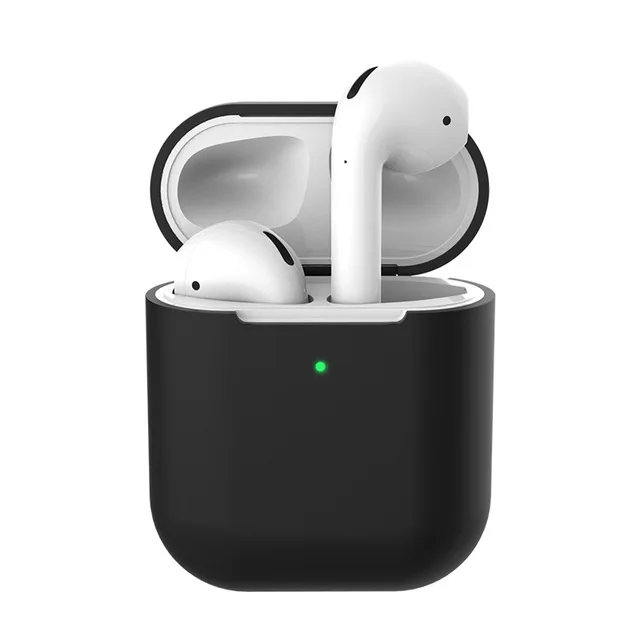 Для AirPods чехол силиконовый защитный чехол с подставкой чехол противоударный Earpods чехол для Apple для наушников для Airpod чехол Зарядное устройство аксессуары - Цвет: Black