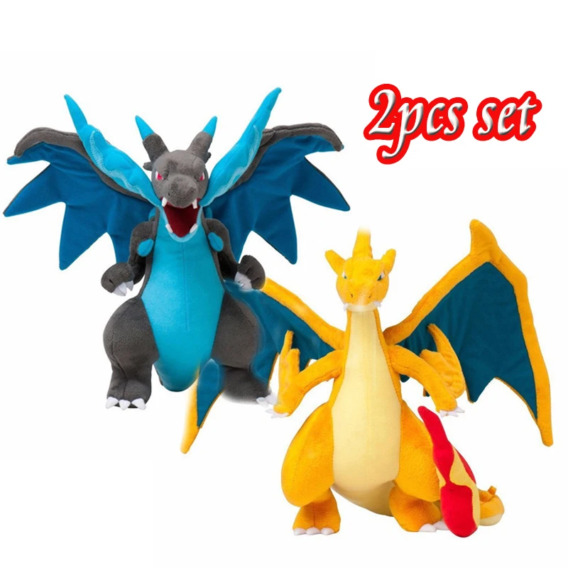 

2pcs Anime Mega Ex Evolution Charizard X Y Toys Action Figure Kids Kawaii Stuffed Animals Cute Doll Dragon Plush for Boys