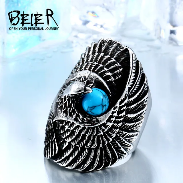 BEIER Eagle Bird Amor Animal Stainless Steel Punk Long Big Ring For Girl Wholesa BEIER Eagle Bird Amor Animal Stainless Steel Punk Long Big Ring For Girl Wholesa